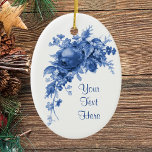 Romantic Vintage Rose In Blue Ceramic Tree Decoration<br><div class="desc">Romantic,  vintage rose in blue.  *Text templates at right for your convenience.</div>