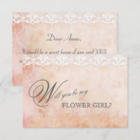 Romantic Vintage Rose Lace BE MY FLOWER GIRL