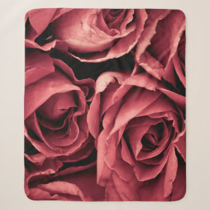 Romantic vintage rose sherpa blanket