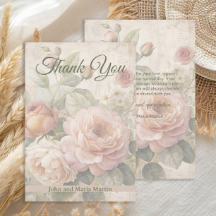 Romantic Vintage Rose Wedding Thank You 