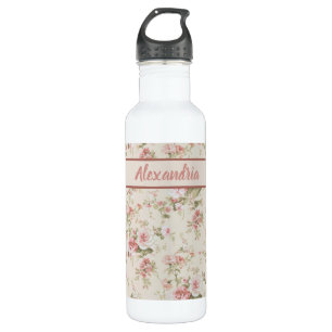 Romantic Vintage Roses Print - Monogrammed 710 Ml Water Bottle