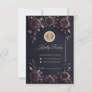 Romantic vintage roses. RSVP card