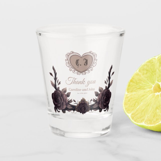 Romantic vintage roses.  shot glass (Front)
