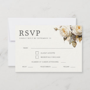 Romantic Vintage Roses Wedding RSVP Card