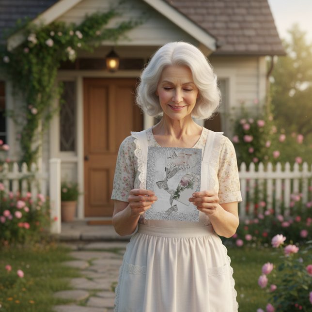 Romantic Vintage Silver Elegance Postcard (Creator Uploaded)