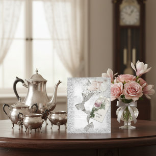 Romantic Vintage Silver Elegance Thank You Card
