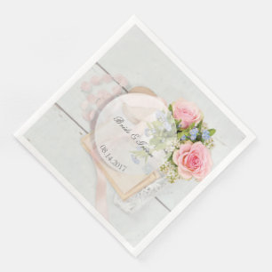 Romantic vintage spring flower editable wedding napkin