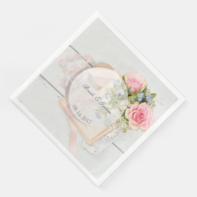 Romantic vintage spring flower editable wedding napkin (Corner)