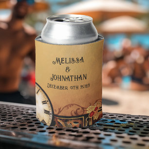 Romantic Vintage Steampunk Victorian Wedding Can Cooler