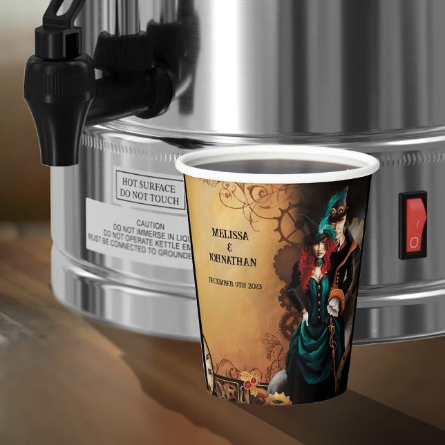 Romantic Vintage Steampunk Victorian Wedding Paper Cups (Creator Uploaded)