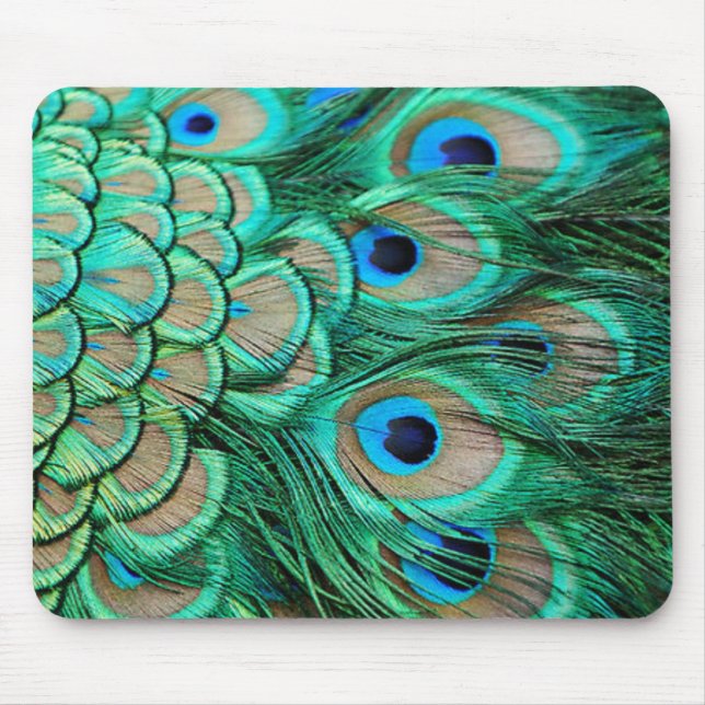 romantic vintage turquoise teal peacock wedding mouse pad (Front)