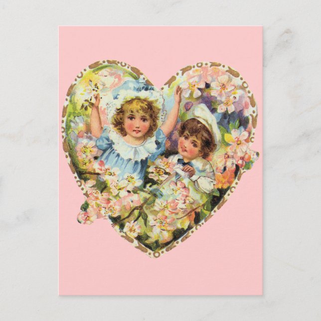 Romantic Vintage Valentines Holiday Postcard (Front)