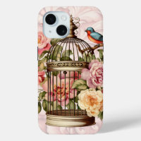 Romantic Vintage Watercolor Floral Birdcage