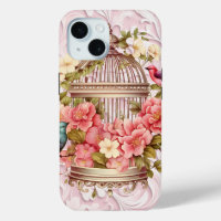 Romantic Vintage Watercolor Floral Birdcage