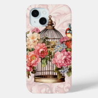 Romantic Vintage Watercolor Floral Birdcage