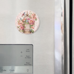 Romantic Vintage Watercolor Floral Birdcage Magnet