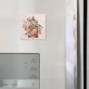 Romantic Vintage Watercolor Floral Birdcage Magnet