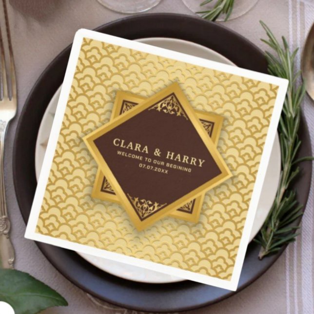  Romantic vintage wedding champagne gold  Napkin (Creator Uploaded)