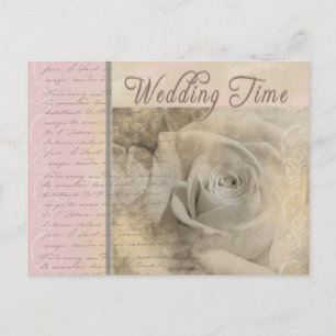 Romantic Vintage Wedding Rose Postcard