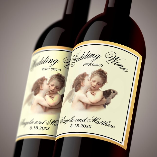Romantic Vintage Wedding Wine First Kiss Wine Label (Creator Uploaded)