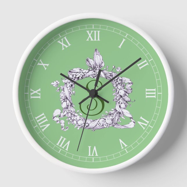 Romantic, Vintage Wreath Personalised  Clock (Front)