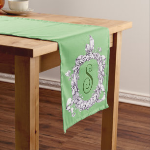 Romantic, Vintage Wreath Personalised Short Table Runner