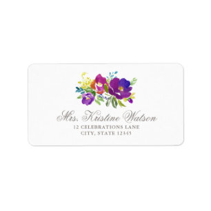 Romantic Violet Floral Address Label