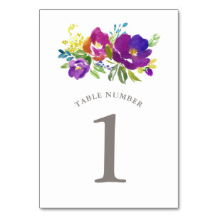 Romantic Violet Floral Table Number Card