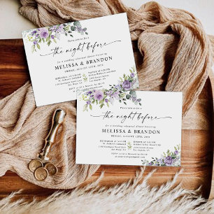 Romantic Violet Flower Rehearsal Dinner Invitation
