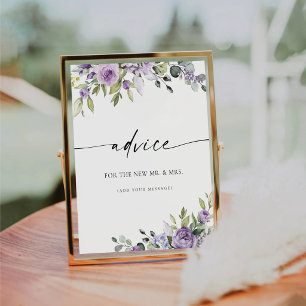 Romantic Violet Flowers Advice Sign