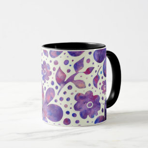 Romantic Violet Flowers and Leaves Original Art Mug