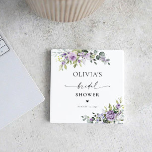 Romantic Violet Flowers Bridal Shower Coasters