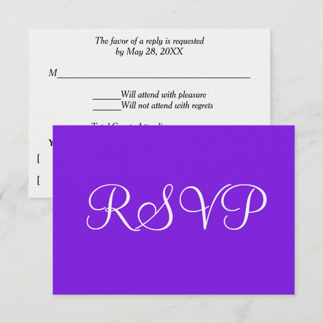 Romantic Violet Wedding RSVP Card (Front/Back)