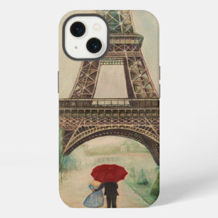 Romantic walkers at the Eiffel Tower iPhone 13 Case