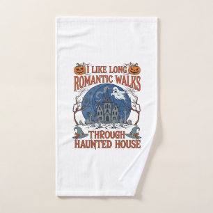 Romantic Walks Through Haunted House Ghost Pumpkin Hand Towel