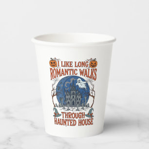 Romantic Walks Through Haunted House Ghost Pumpkin Paper Cups