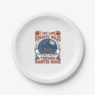 Romantic Walks Through Haunted House Ghost Pumpkin Paper Plate