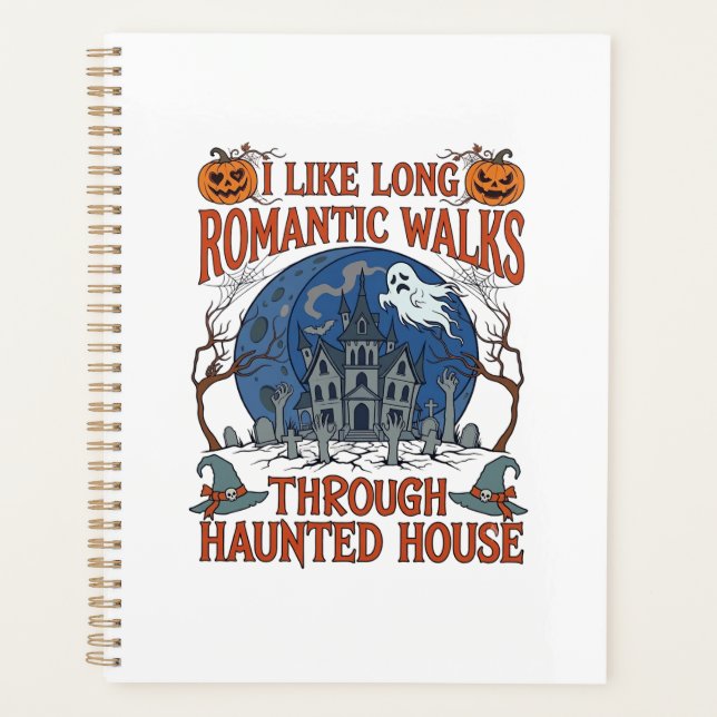 Romantic Walks Through Haunted House Ghost Pumpkin Planner (Front)