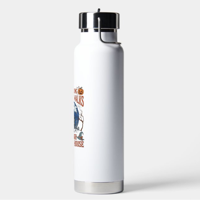 Romantic Walks Through Haunted House Ghost Pumpkin Water Bottle (Left)