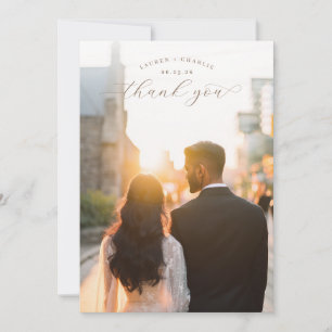 Romantic Warm Golden Photo Thank You Card