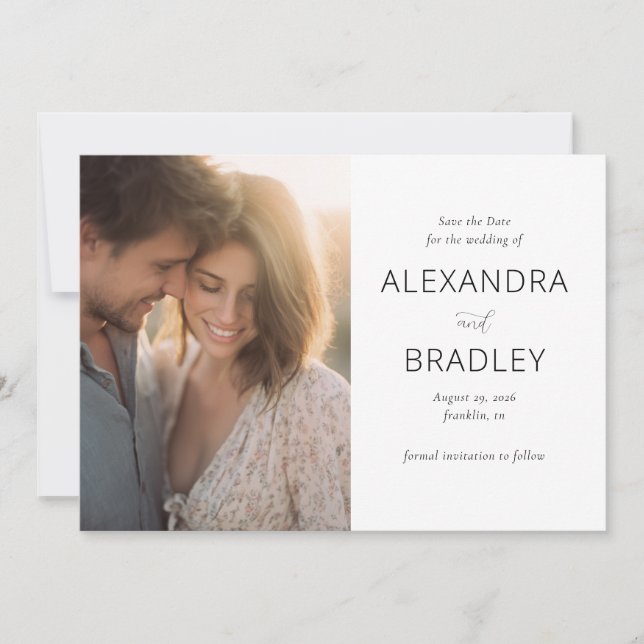 Romantic Warm Minimalist Photo Save The Date (Front)