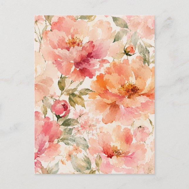 Romantic Warm Summer Watercolor Blossoms Postcard (Front)