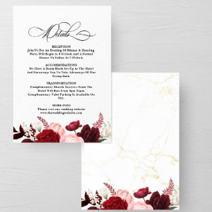 Romantic Water colour Burgundy Floral Wedding Chic Enclosure Card