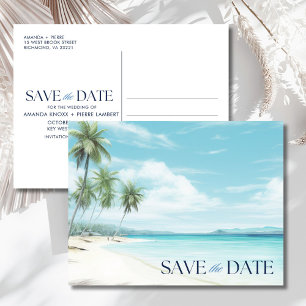 Romantic Watercolor Beach Wedding Save the Date Announcement Postcard