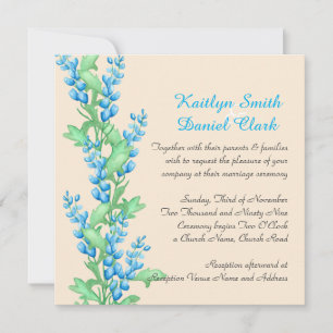 Romantic Watercolor Blue Flowers Wedding Invite