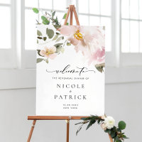 Romantic Watercolor Blush Flowers Rehearsal Dinner