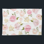 Romantic Watercolor Blush Peonies Floral Pattern Tea Towel<br><div class="desc">Elegant and whimsical kitchen towel featuring blush pink peonies,  roses,  and floral accents. This floral pattern towel will be perfect as accent to your kitchen.</div>