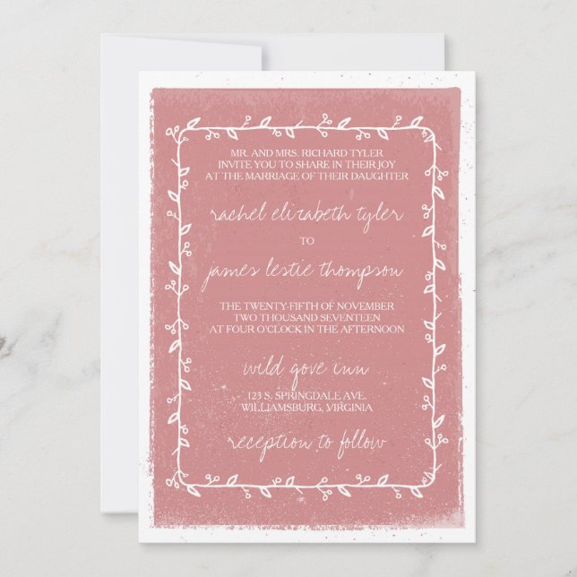Romantic Watercolor Border Wedding Invitation (Front)