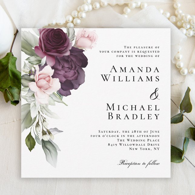 Romantic Watercolor Botanical Wedding Invitation (Creator Uploaded)