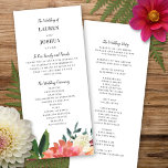 Romantic Watercolor Bouquet | Wedding Ceremony Programme<br><div class="desc">This wedding program design features a lovely watercolor dahlia bouquet paired with vintage inspired typography. Together these elements create an rustic yet elegant wedding program that would be perfect for a romantic wedding any time of the year. This design coordinates with our Romantic Watercolor Bouquet wedding suite. See below for...</div>